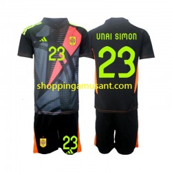 Maillot de Foot Espagne Unai Simon 23 Gardien Enfant Extérieur Euro 2024 Manche Courte