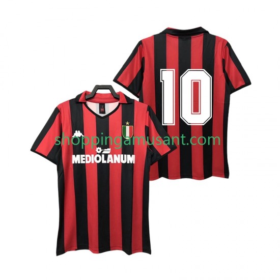 Maillot de Foot AC Milan 10 1988 1989 Rétro Homme Domicile Manche Courte