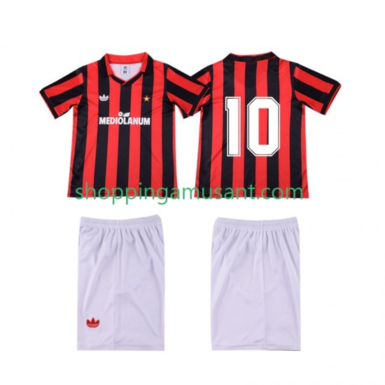 Maillot de Foot AC Milan 10 1990 1991 Rétro Enfant Domicile Manche Courte