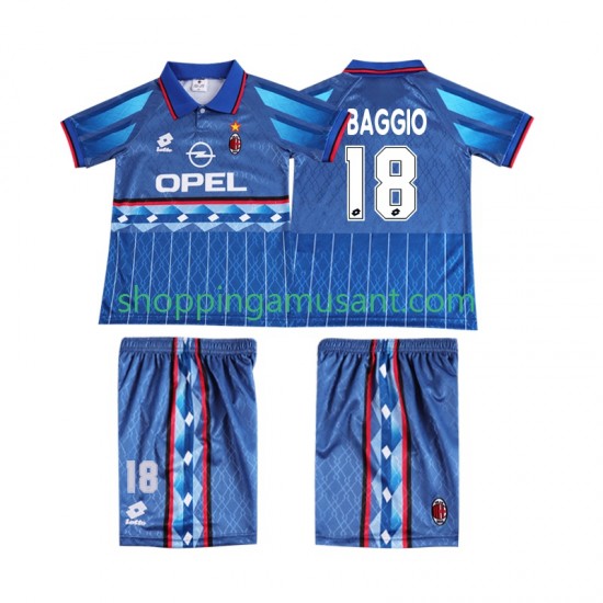 Maillot de Foot AC Milan BAGGIO 18 1995 1996 Rétro Enfant Extérieur Manche Courte
