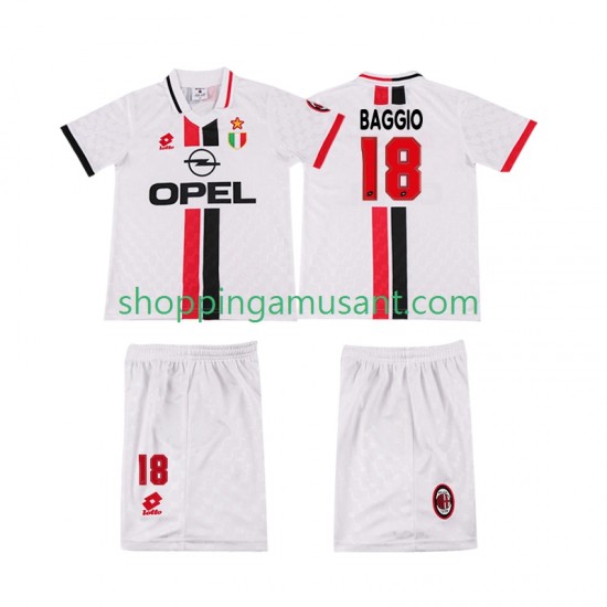 Maillot de Foot AC Milan BAGGIO 18 1996 1997 Rétro Enfant Extérieur Manche Courte