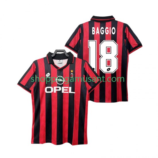 Maillot de Foot AC Milan BAGGIO 18 1995 1996 Rétro Homme Domicile Manche Courte