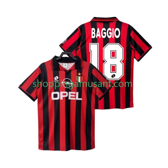 Maillot de Foot AC Milan BAGGIO 18 1996 1997 Rétro Homme Domicile Manche Courte