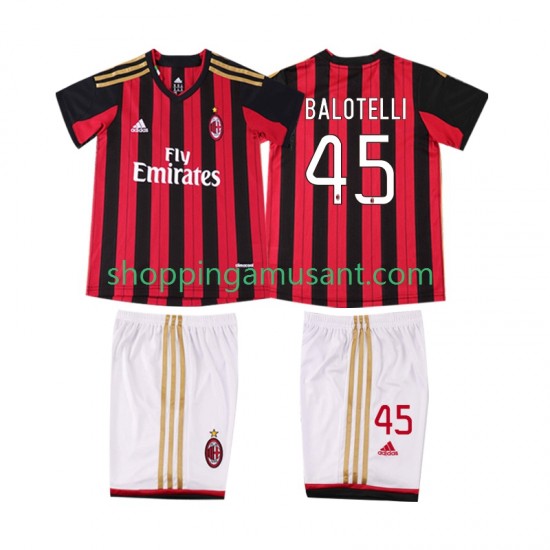 Maillot de Foot AC Milan BALOTELL 45 2013 2014 Rétro Enfant Domicile Manche Courte