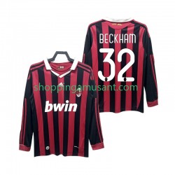 Maillot de Foot AC Milan BECKHAM 32 2009 Rétro Homme Domicile 2010 Manche Longue