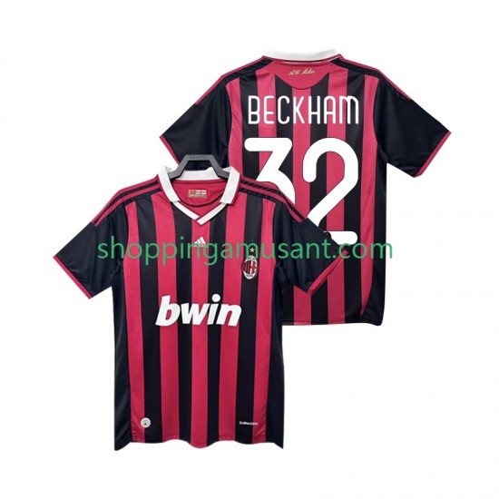 Maillot de Foot AC Milan BECKHAM 32 2009 Rétro Homme Domicile 2010 Manche Courte