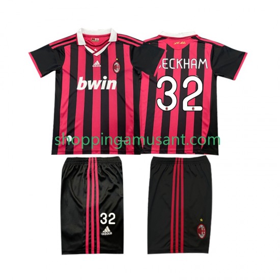 Maillot de Foot AC Milan BECKHAM 32 2009 Rétro Enfant Domicile 2010 Manche Courte