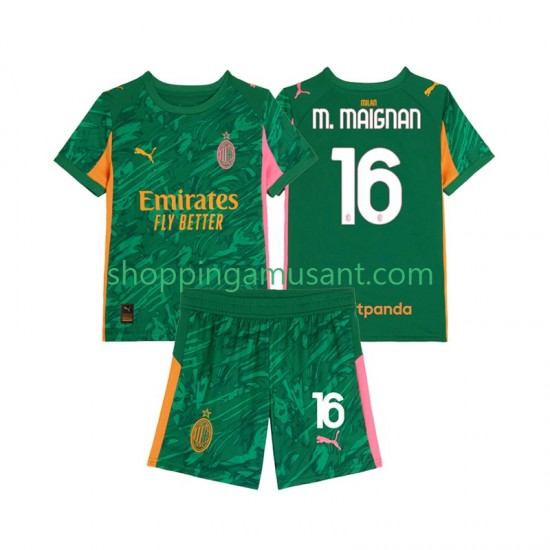 Maillot de Foot AC Milan Mike Maignan 16 Gardien Enfant Extérieur 2025-2026 Manche Courte