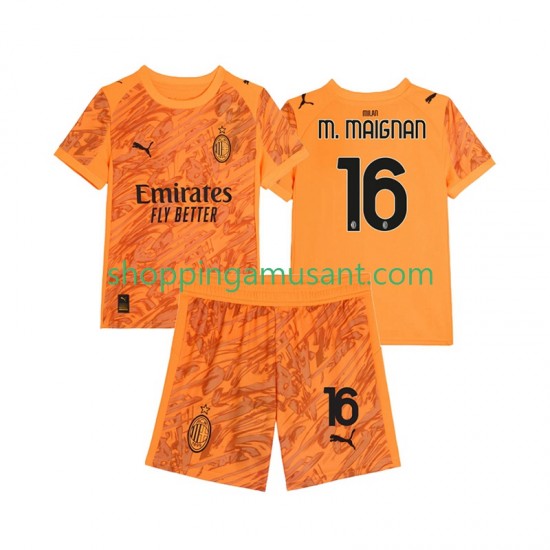 Maillot de Foot AC Milan Mike Maignan 16 Gardien Enfant Neutre 2025-2026 Manche Courte