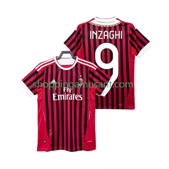 Maillot de Foot AC Milan INZAGHI 9 2012 Rétro Homme Domicile 2011 Manche Courte