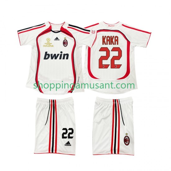 Maillot de Foot AC Milan KAKA 22 2007 Rétro Enfant Extérieur 2006 Manche Courte