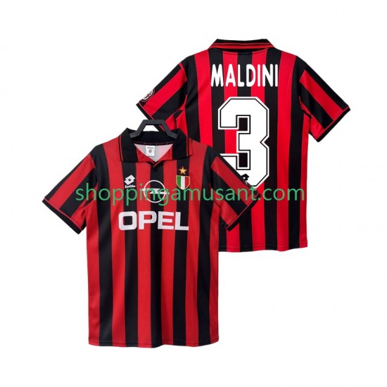 Maillot de Foot AC Milan MALDINI 3 1996 1997 Rétro Homme Domicile Manche Courte