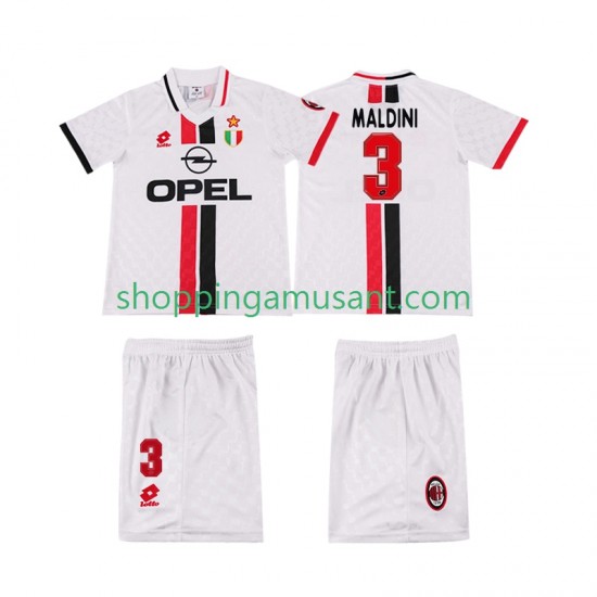 Maillot de Foot AC Milan MALDINI 3 1996 1997 Rétro Enfant Extérieur Manche Courte