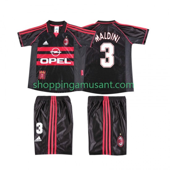 Maillot de Foot AC Milan MALDINI 3 Rétro Enfant Neutre 1999 1998 Manche Courte