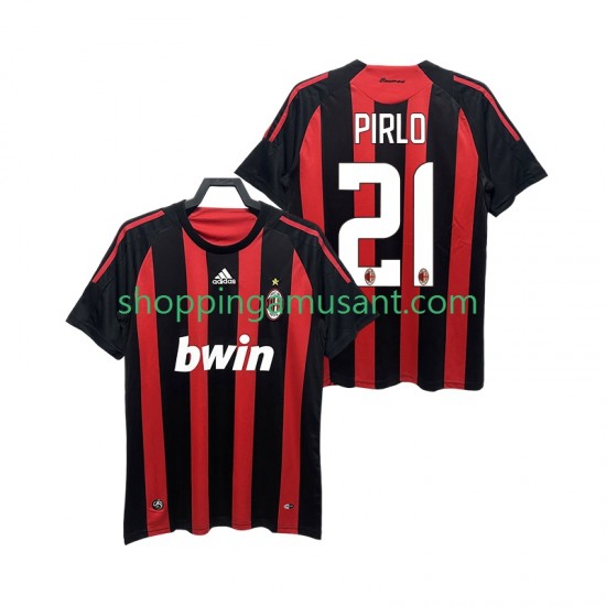 Maillot de Foot AC Milan RIRLO 21 2009 Rétro Homme Domicile 2008 Manche Courte