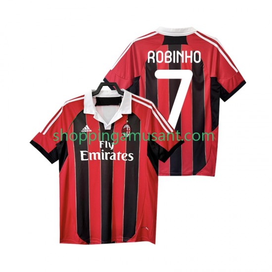 Maillot de Foot AC Milan ROBINHO 7 2012 2013 Rétro Homme Domicile Manche Courte