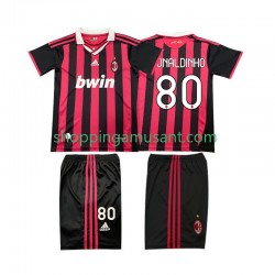 Maillot de Foot AC Milan RONALDINHO 80 2009 Rétro Enfant Domicile 2010 Manche Courte