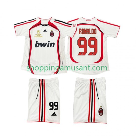 Maillot de Foot AC Milan RONALDO 9 2007 Rétro Enfant Extérieur 2006 Manche Courte
