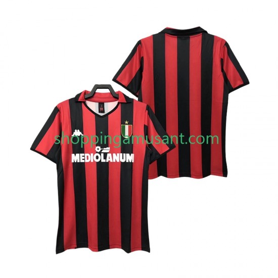 Maillot de Foot AC Milan 1988 1989 Rétro Homme Domicile Manche Courte