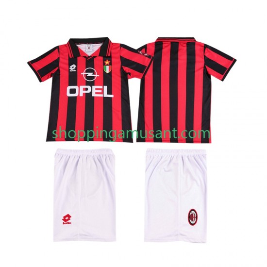Maillot de Foot AC Milan 1996 1997 Rétro Enfant Domicile Manche Courte