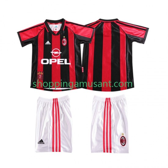 Maillot de Foot AC Milan Rétro Enfant Domicile 1999 1998 Manche Courte