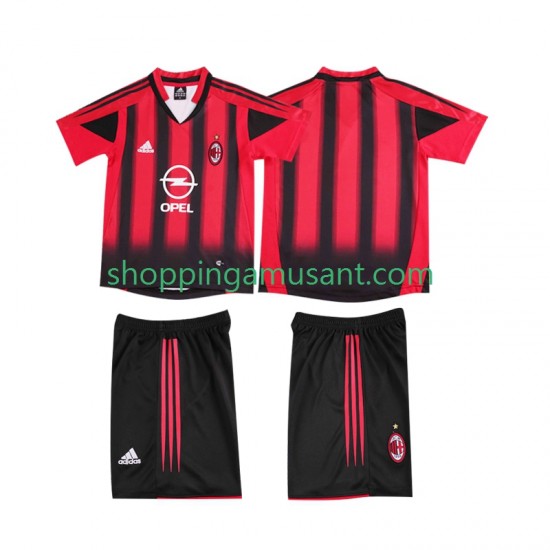 Maillot de Foot AC Milan 2005 Rétro Enfant Domicile 2004 Manche Courte