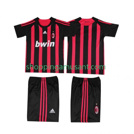 Maillot de Foot AC Milan 2009 Rétro Enfant Domicile 2008 Manche Courte