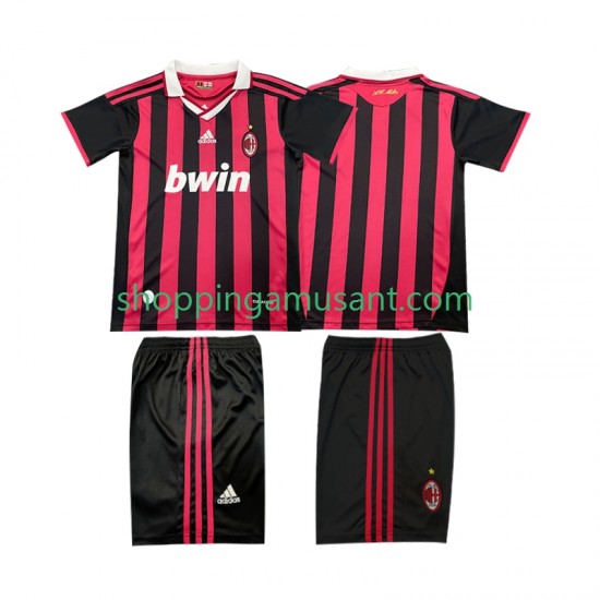 Maillot de Foot AC Milan 2009 Rétro Enfant Domicile 2010 Manche Courte
