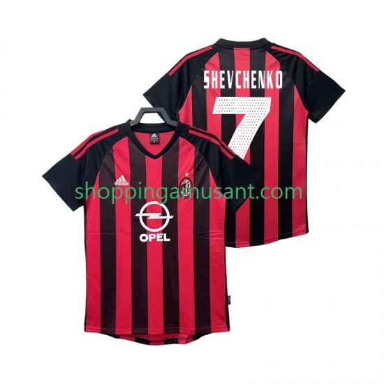 Maillot de Foot AC Milan SHEVCHENKO 7 2003 Rétro Homme Domicile 2002 Manche Courte