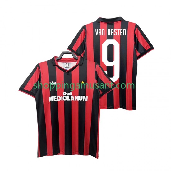 Maillot de Foot AC Milan VAN BASTEN 9 1990 1991 Rétro Homme Domicile Manche Courte