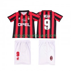 Maillot de Foot AC Milan WEAH 9 1996 1997 Rétro Enfant Domicile Manche Courte