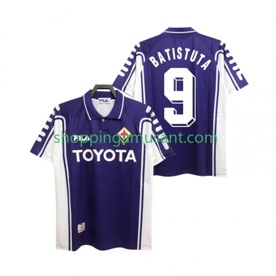 Maillot de Foot Fiorentina BASTUTA 9 2000 Rétro Homme Domicile 1999 Manche Courte