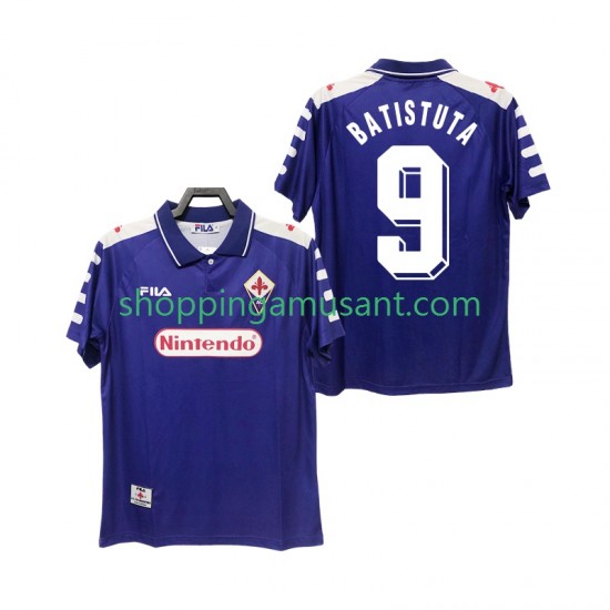 Maillot de Foot Fiorentina BASTUTA 9 Rétro Homme Domicile 1999 1998 Manche Courte