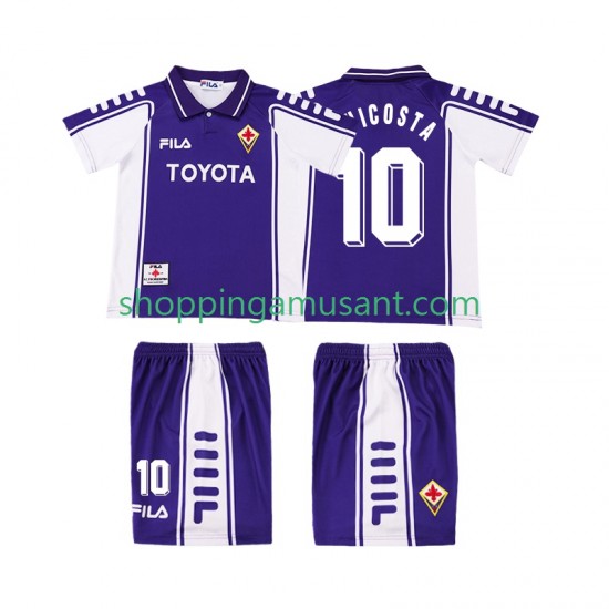 Maillot de Foot Fiorentina RUI COSTA 10 2000 Rétro Enfant Domicile 1999 Manche Courte