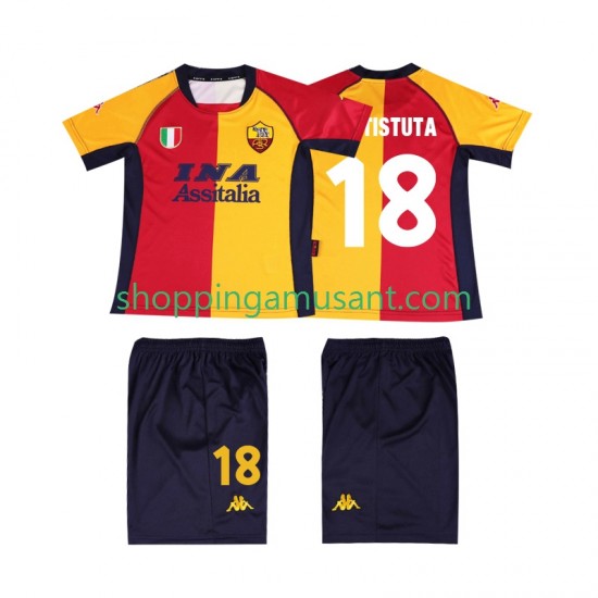 Maillot de Foot AS Rome BATISTUTA 18 2001 Rétro Enfant Domicile Manche Courte