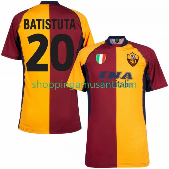 Maillot de Foot AS Rome Batistuta 20 2000 2001 Rétro Homme Domicile Manche Courte