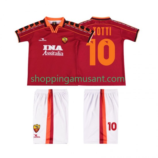 Maillot de Foot AS Rome TOTTI 10 Rétro Enfant Domicile 1999 1998 Manche Courte