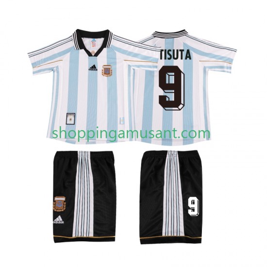 Maillot de Foot Argentine BATISUTA 9 Rétro Enfant Domicile 1998 Manche Courte