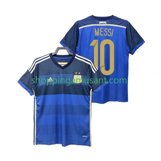Maillot de Foot Argentine Lionel Messi 10 2014 Rétro Homme Extérieur Manche Courte