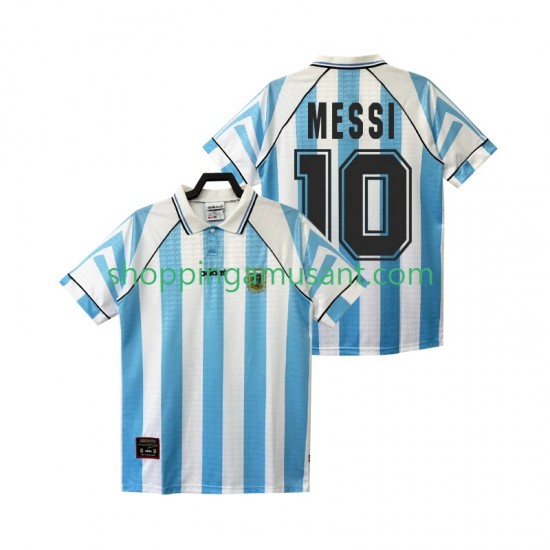 Maillot de Foot Argentine Lionel Messi 10 1996 1997 Rétro Homme Domicile Manche Courte