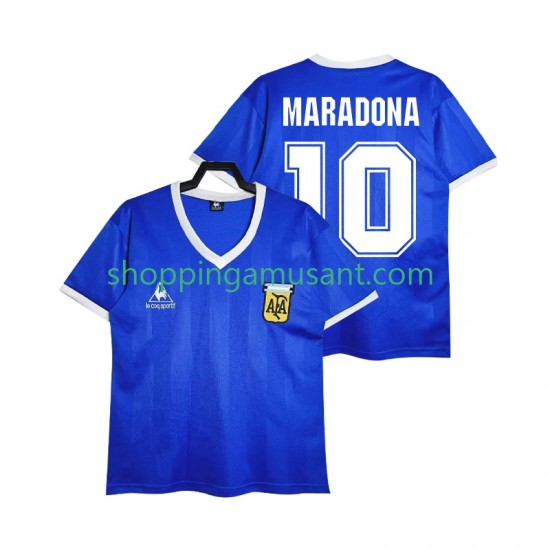 Maillot de Foot Argentine MARADONA 10 1986 Rétro Homme Extérieur Manche Courte