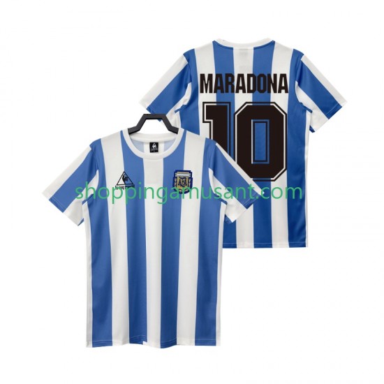 Maillot de Foot Argentine MARADONA 10 1986 Rétro Homme Domicile Manche Courte