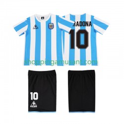 Maillot de Foot Argentine MARADONA 10 1986 Rétro Enfant Domicile Manche Courte