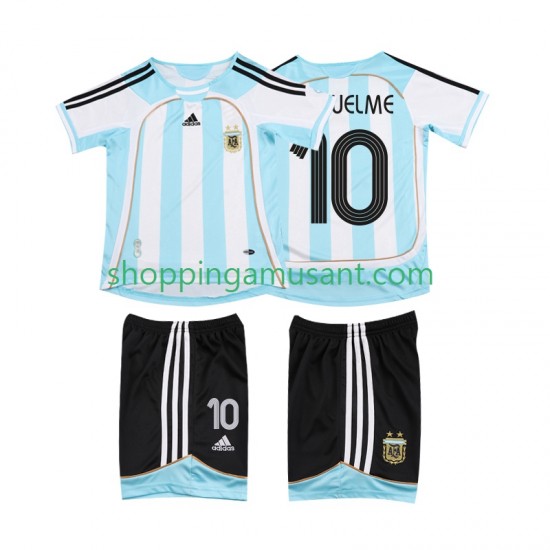 Maillot de Foot Argentine RIQUELME 10 2007 Rétro Enfant Domicile 2006 Manche Courte