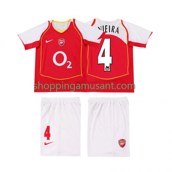 Maillot de Foot Arsenal VIEIRA 4 2005 Rétro Enfant Domicile 2004 Manche Courte