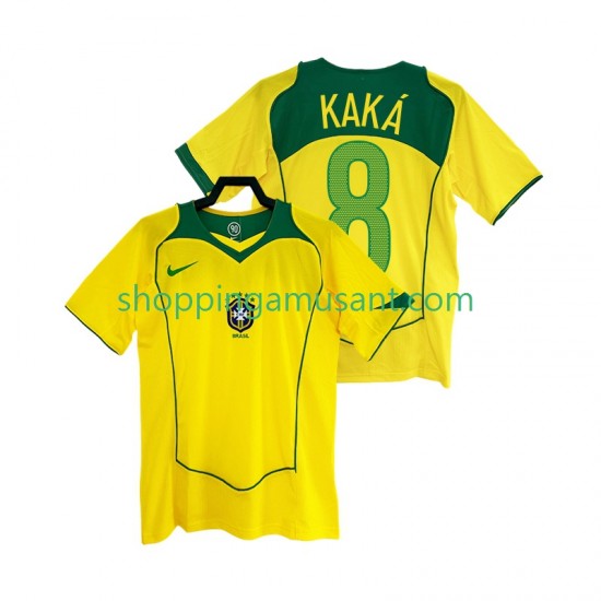 Maillot de Foot Brésil KAKA 8 Rétro Homme Domicile 2004 Manche Courte