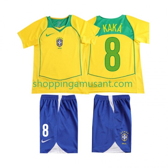 Maillot de Foot Brésil KAKA 8 Rétro Enfant Domicile 2004 Manche Courte