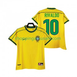 Maillot de Foot Brésil RIVALDO 10 Rétro Homme Domicile 1998 Manche Courte