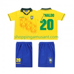Maillot de Foot Brésil RONALDO 20 Rétro Enfant Domicile 1994 Manche Courte