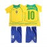 Maillot de Foot Brésil RONALOINHO 10 Rétro Enfant Domicile 2004 Manche Courte